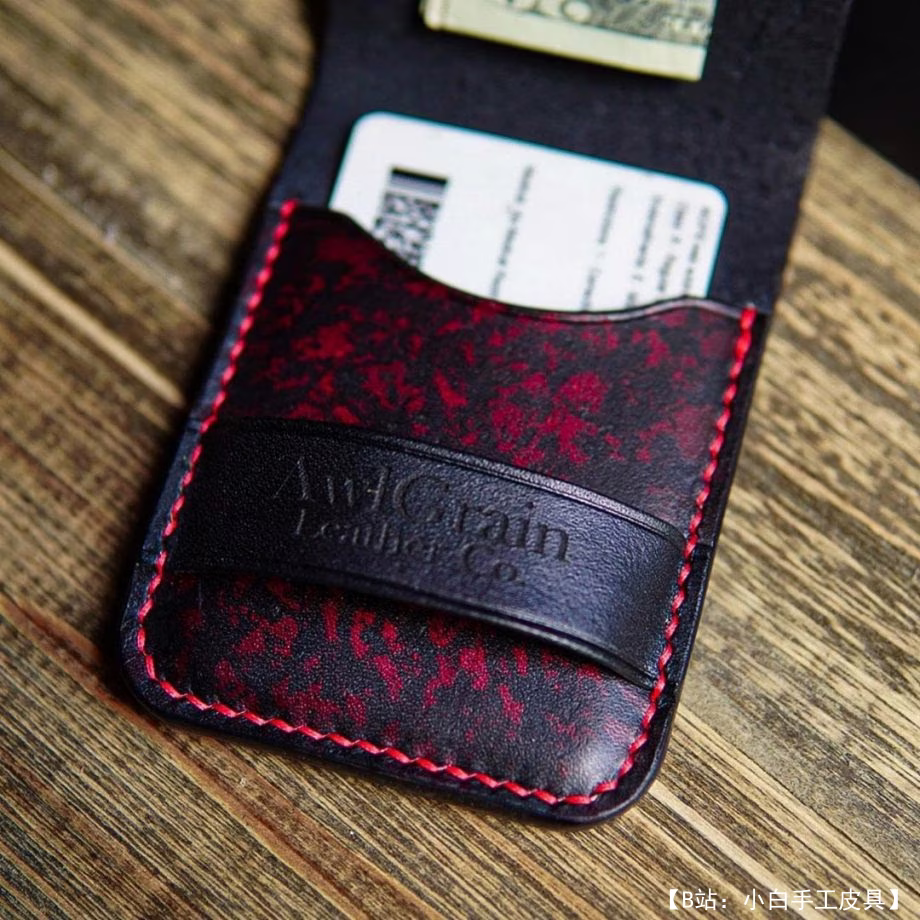 带带子的薄卡夹图案，用于存放卡片和现金 - 3