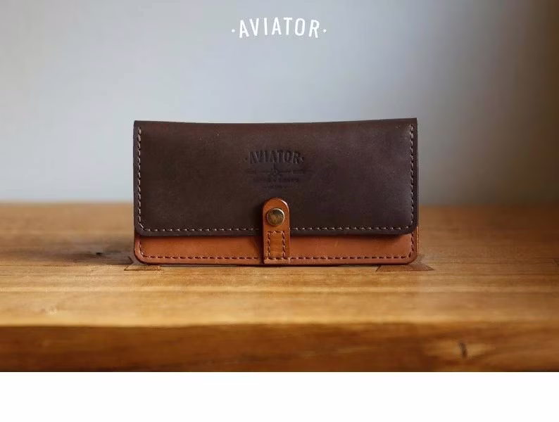 更长的皮革图案，带拉链“Aviator” - 1