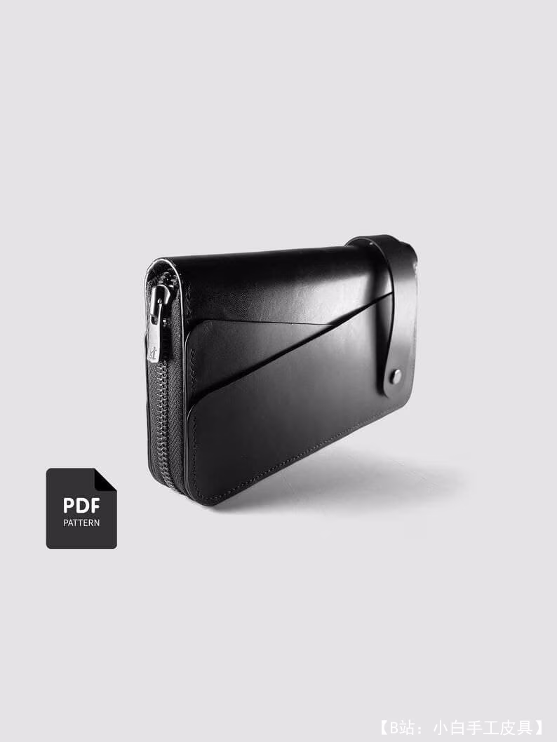 图案长款 黑色加长款 带拉链 带零钱隔层 - 1