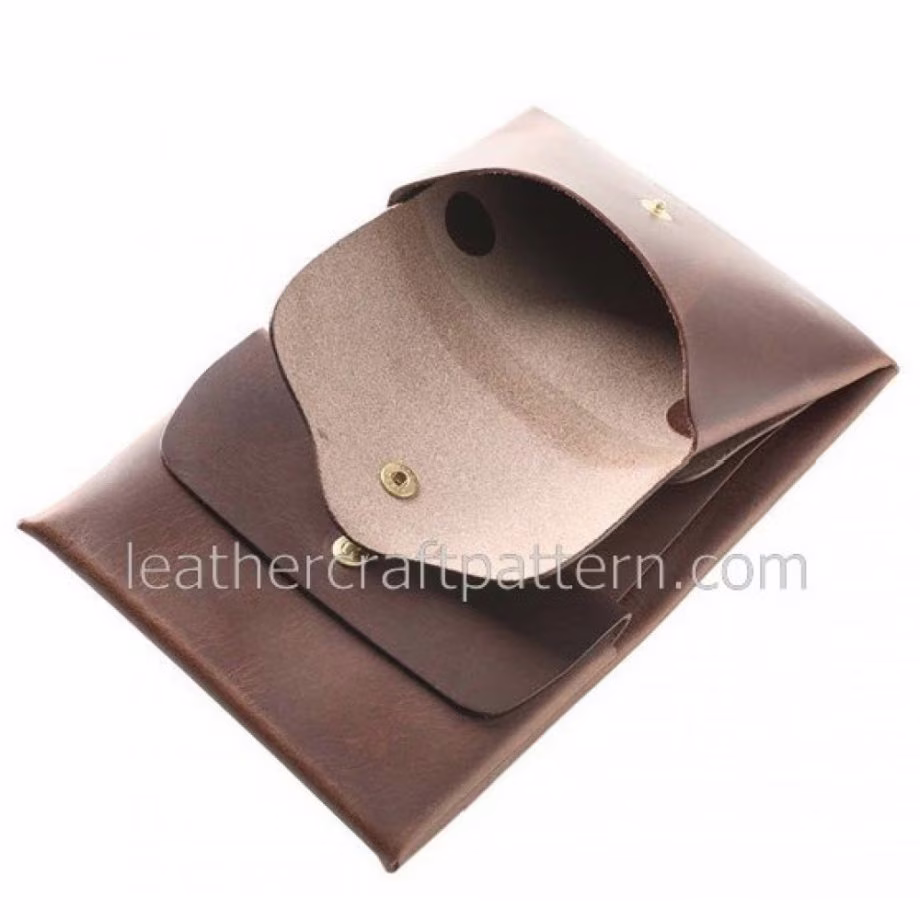 带按钮的无缝皮革钱包图案 - 1