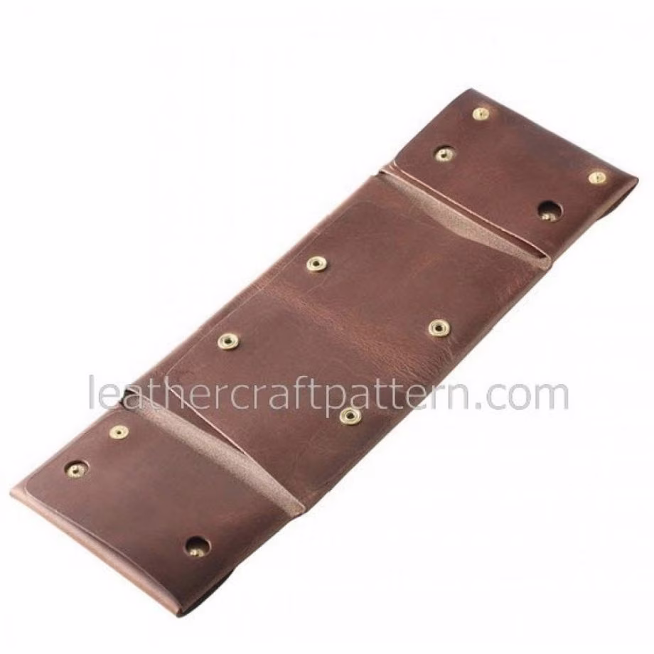 带按钮的无缝皮革钱包图案 - 4