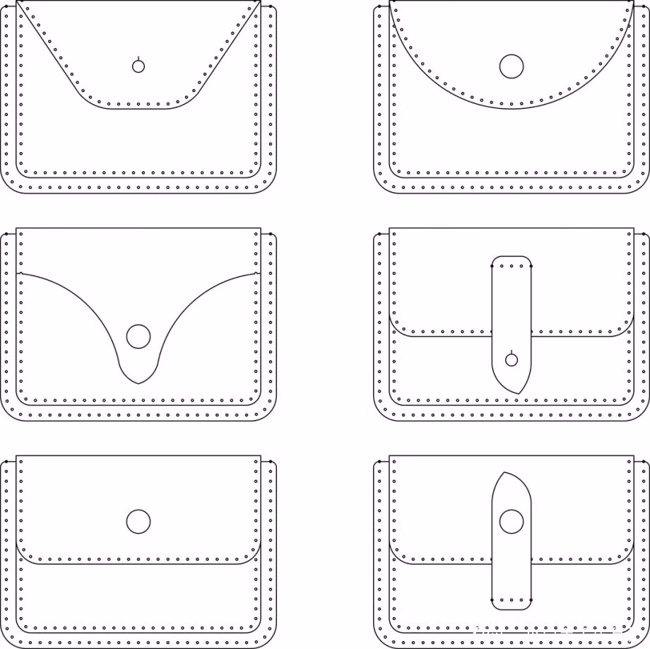 带按钮和不带按钮的薄型功能钱包的图案 - 2