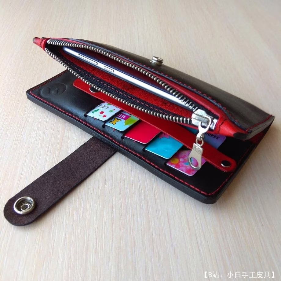 带按钮和拉链的较长钱包的图案 - 2