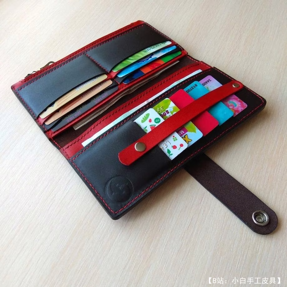 带按钮和拉链的较长钱包的图案 - 3