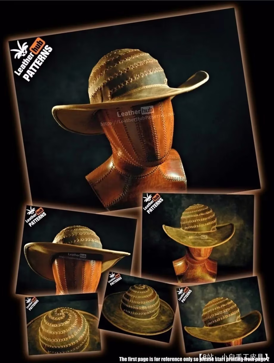 皮帽图案圆顶帽 - 1