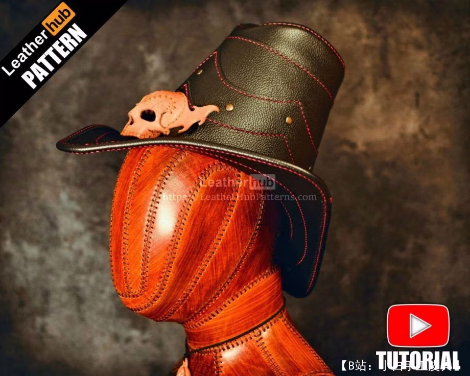 带头骨的皮帽图案 - 2