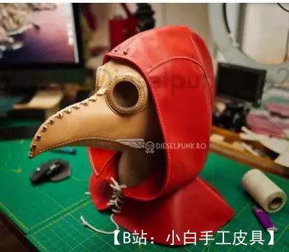 中世纪风格的胡德博士皮革头斗篷的图案 - 1