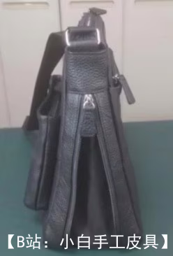 底部可扩展的皮革/生态皮革邮差包图案 - 2