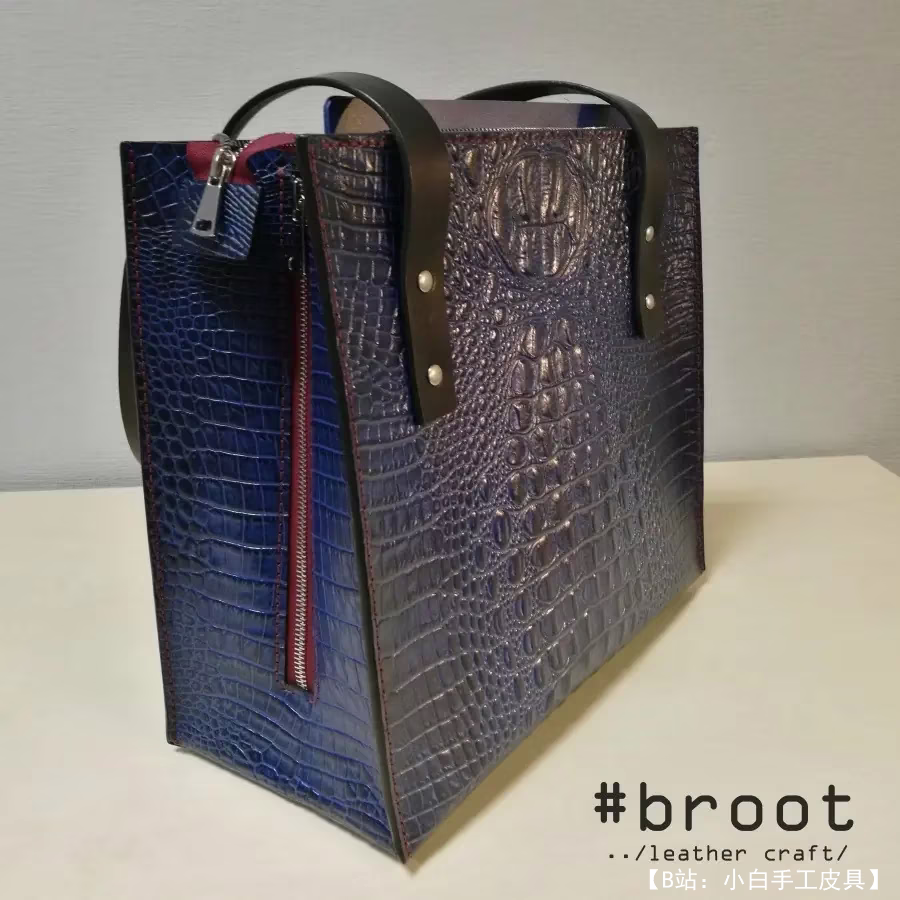 真皮女式拉链手提包图案 - 1