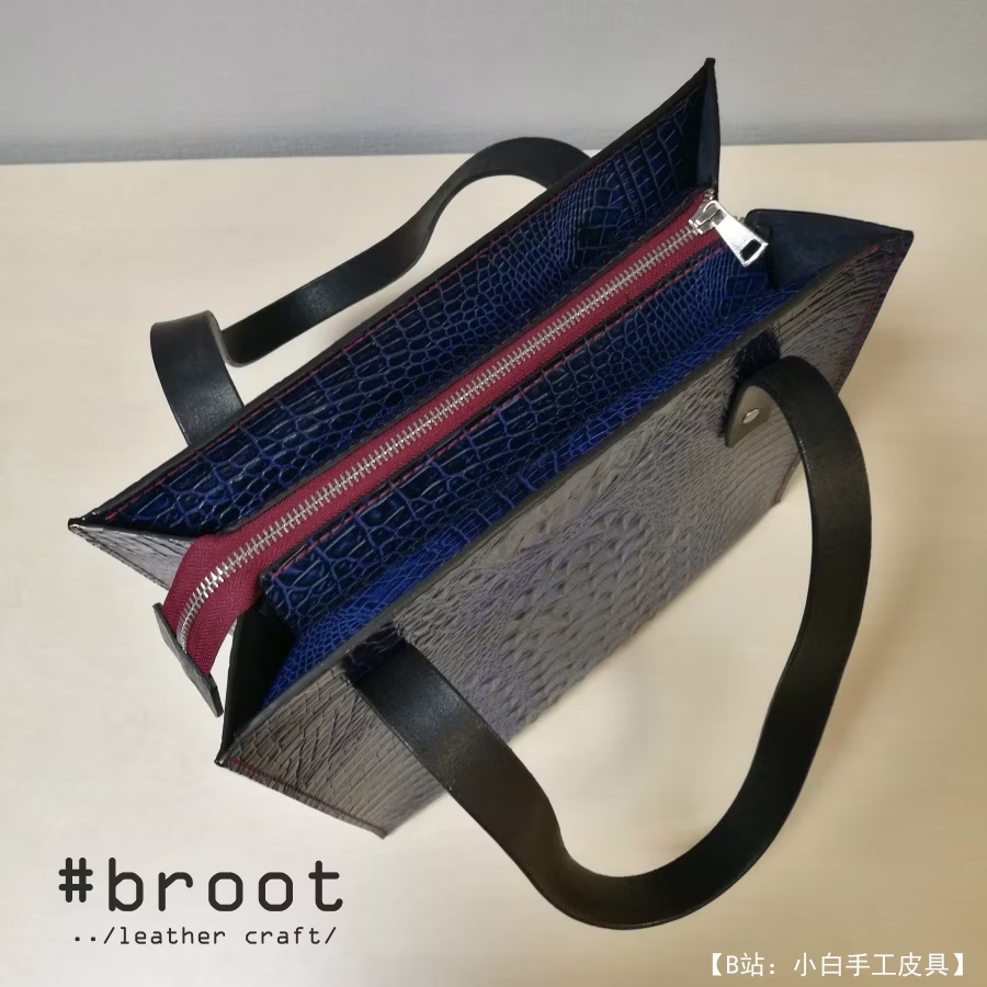 真皮女式拉链手提包图案 - 4