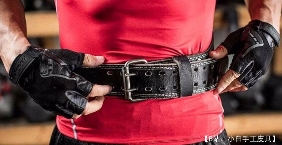 皮革运动腰带图案（举重） - 3